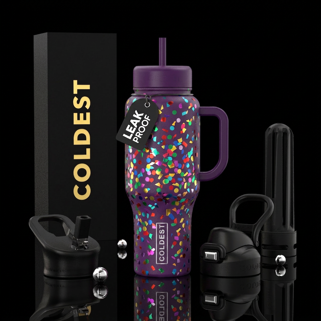 Birthday confetti water bottle design