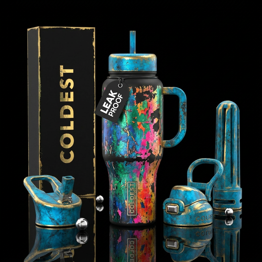 distressed water bottle design