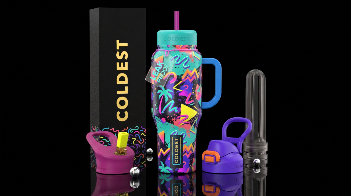 90's vibe water bottle design