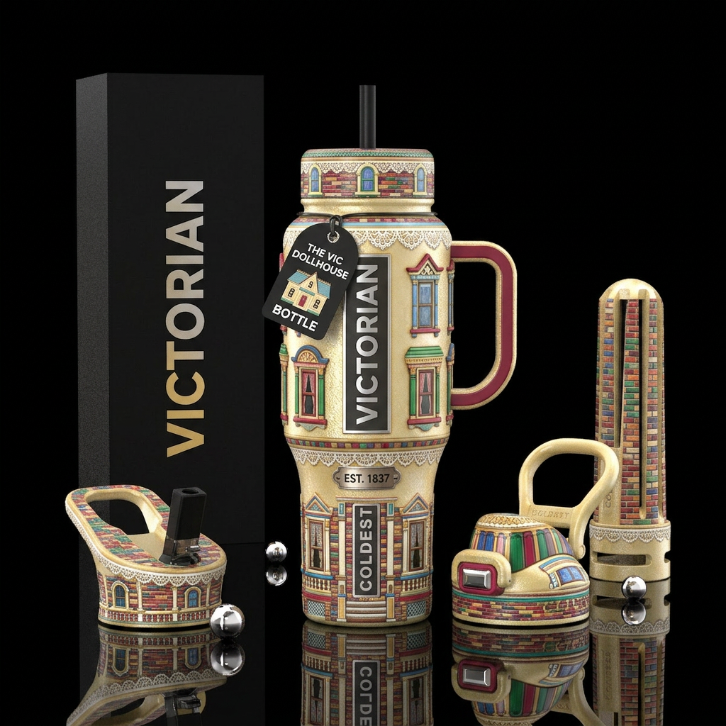 Victorian Dollhouse water bottle design