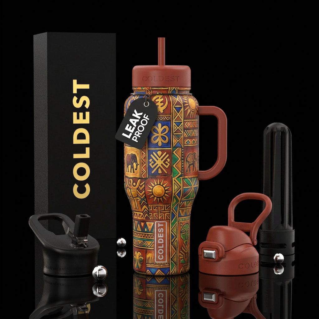 African art water bottle design