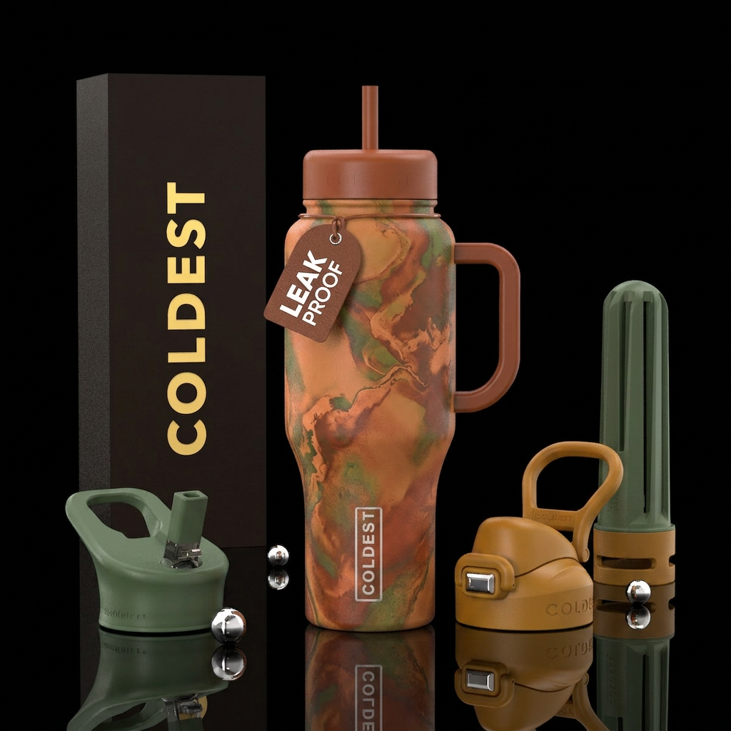 Earth tone colors water bottle design