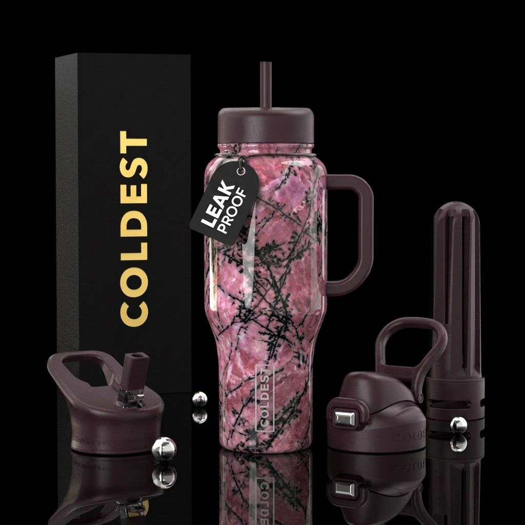 Rhodonite crystal colors water bottle design