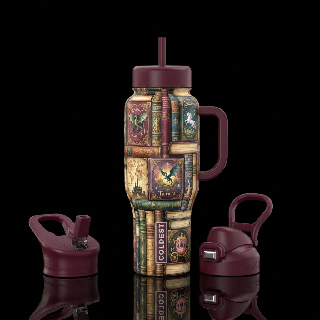 Fairytale books water bottle design