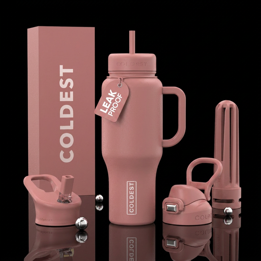 Earthtone pink water bottle design