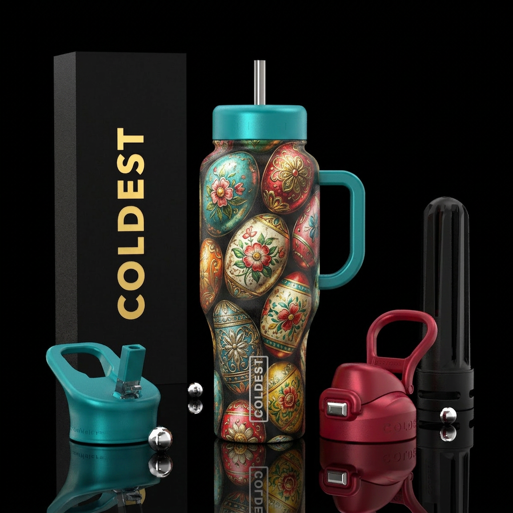 vintage metal Easter eggs water bottle design