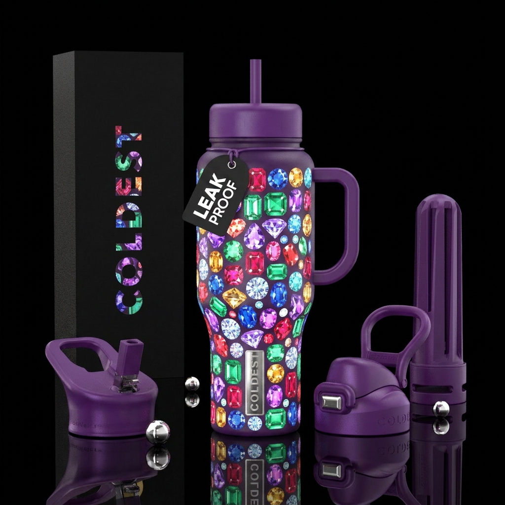 Glowing gemstones water bottle design