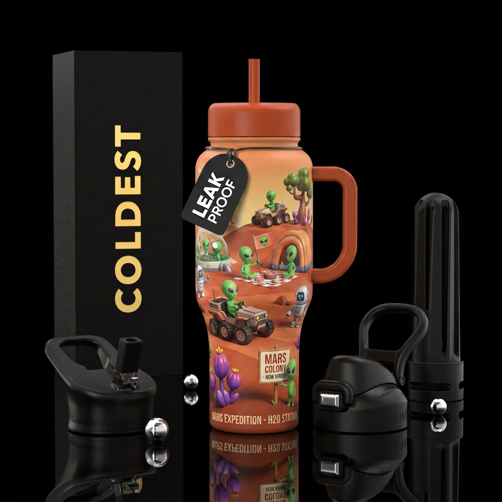 funny Life on planet mars water bottle design