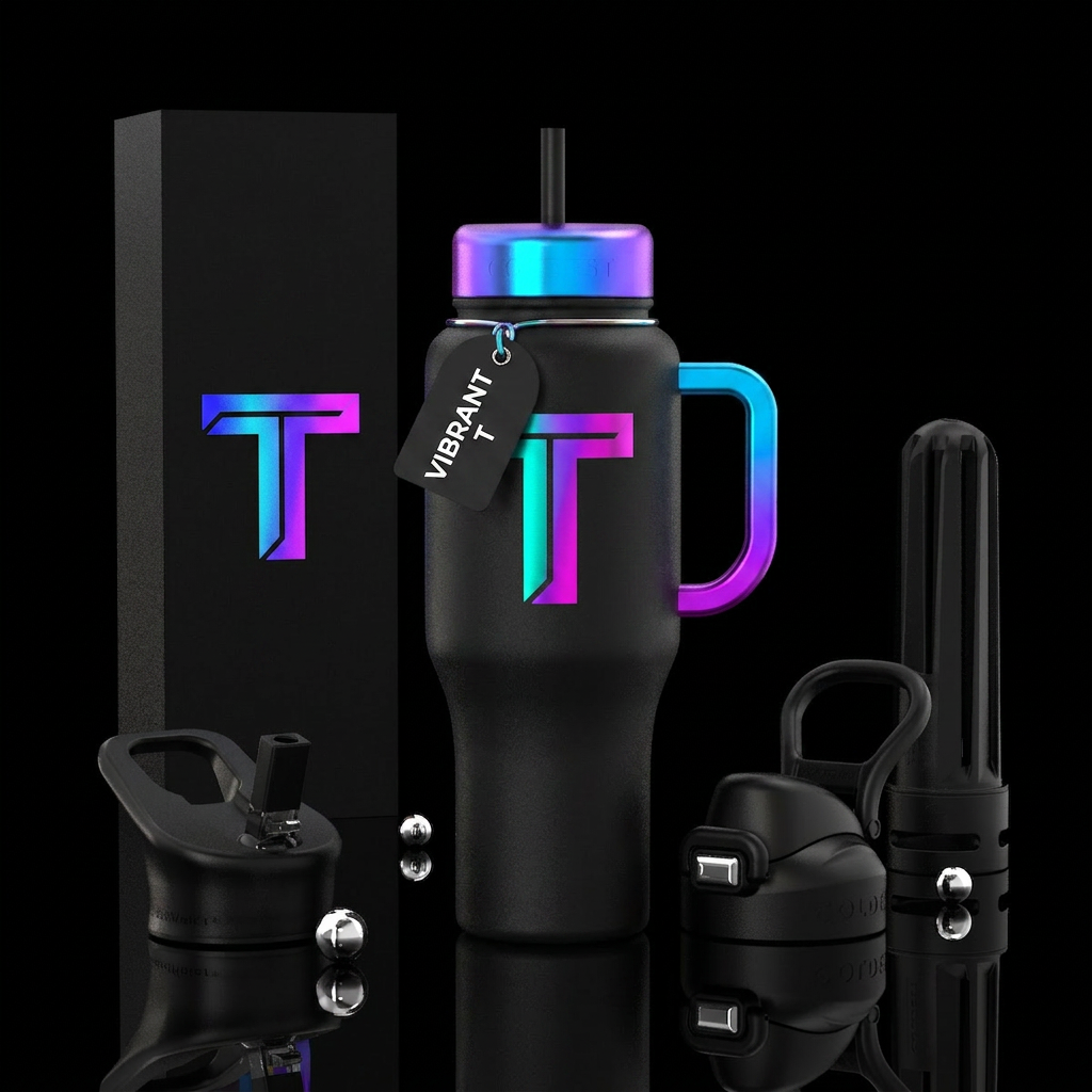 Letter T water bottle design