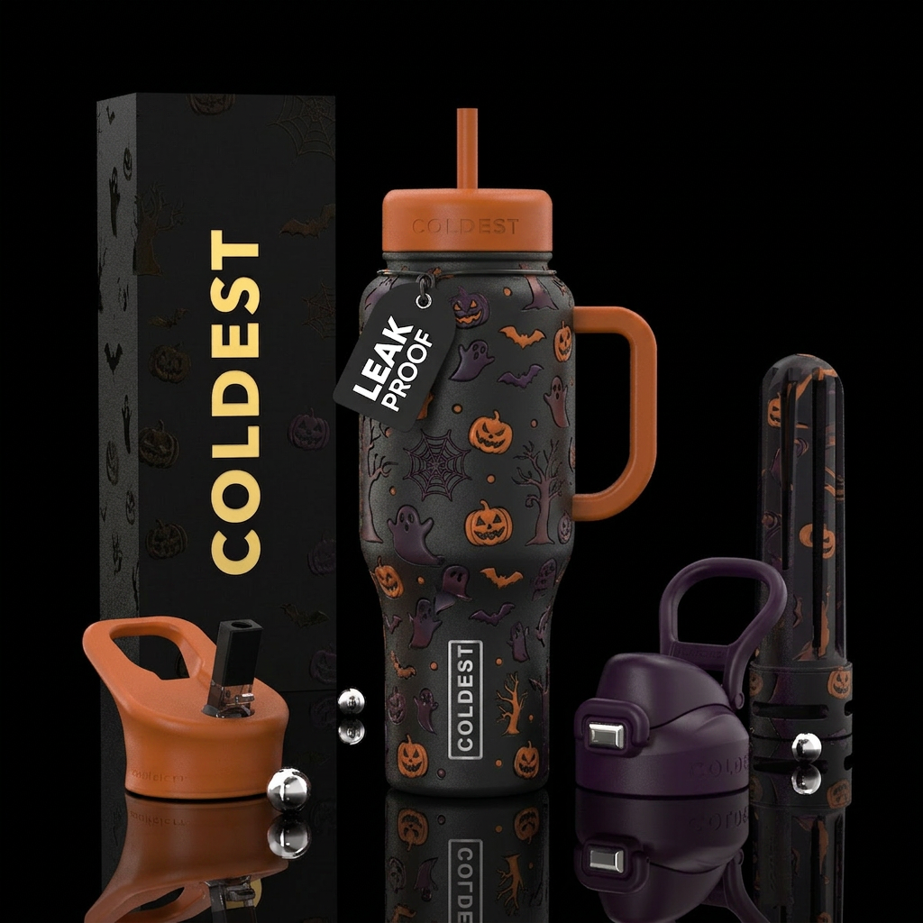 everything Halloween water bottle design