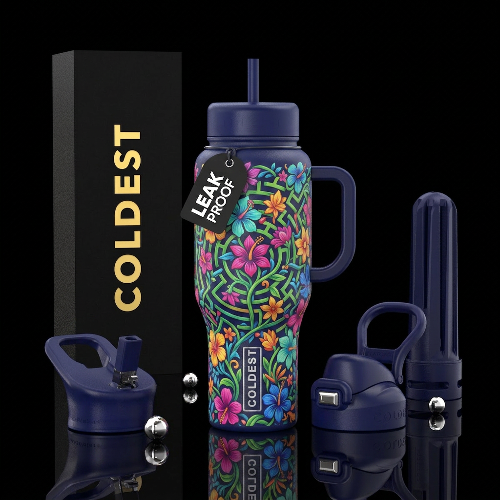 floral maze water bottle design