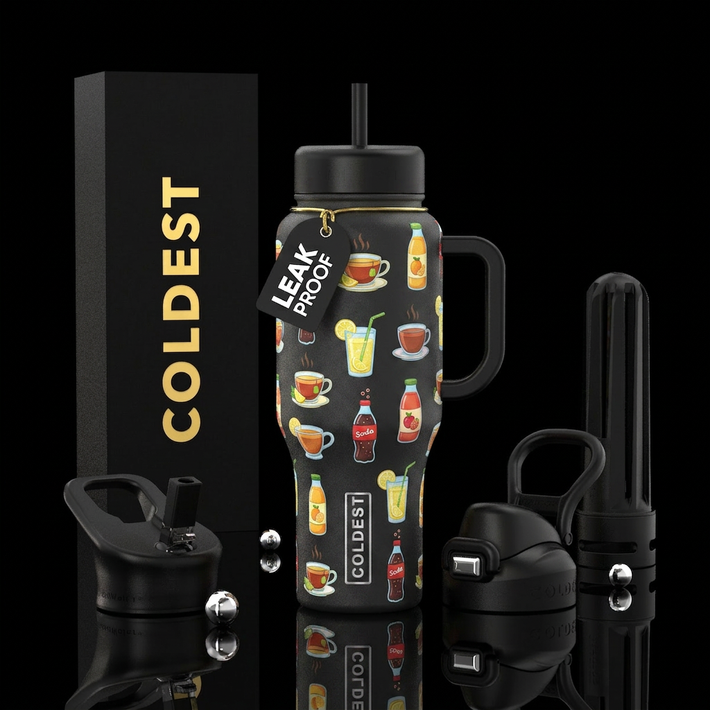 Cups of tea lemonade juice water pop water bottle design