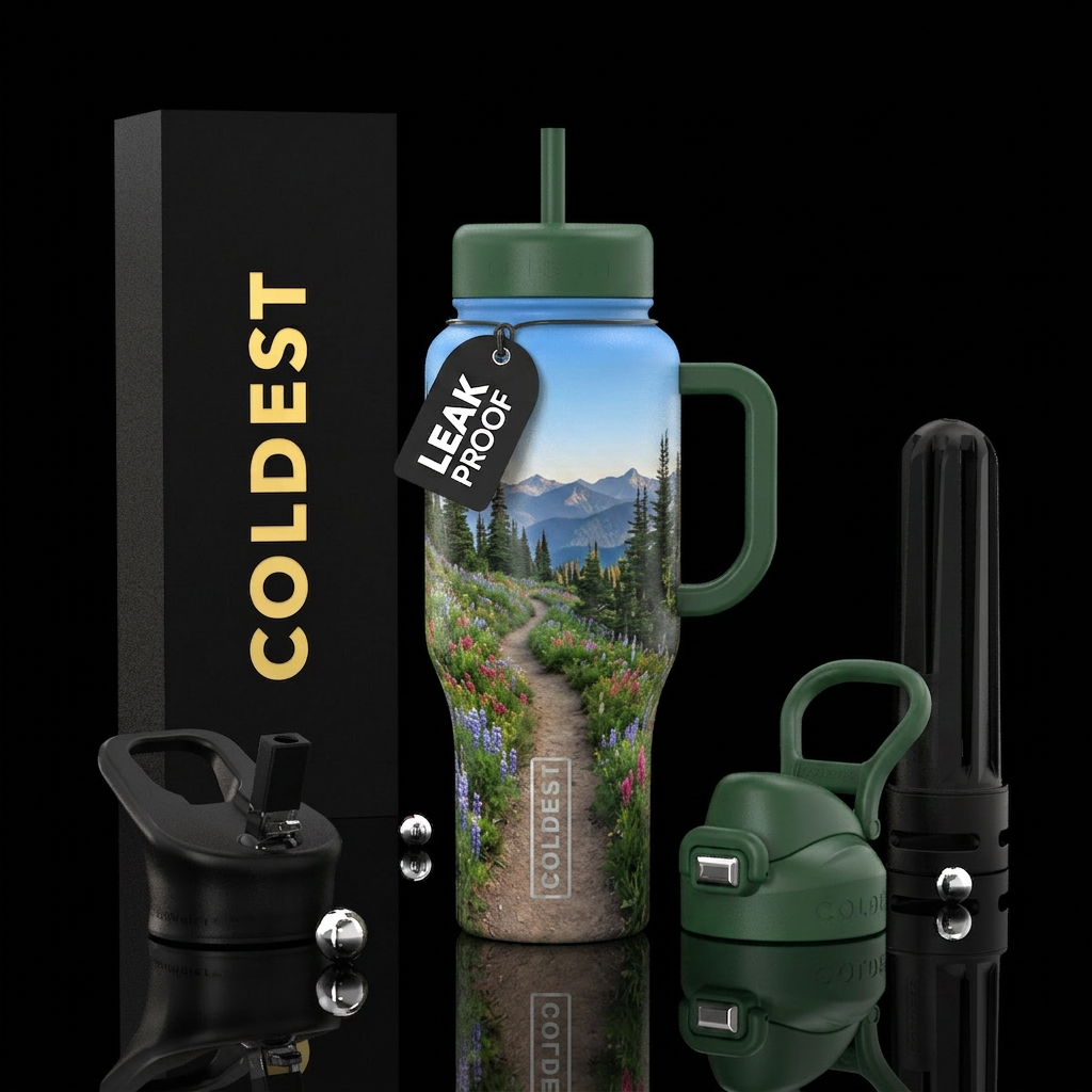 scenic walking trail water bottle design