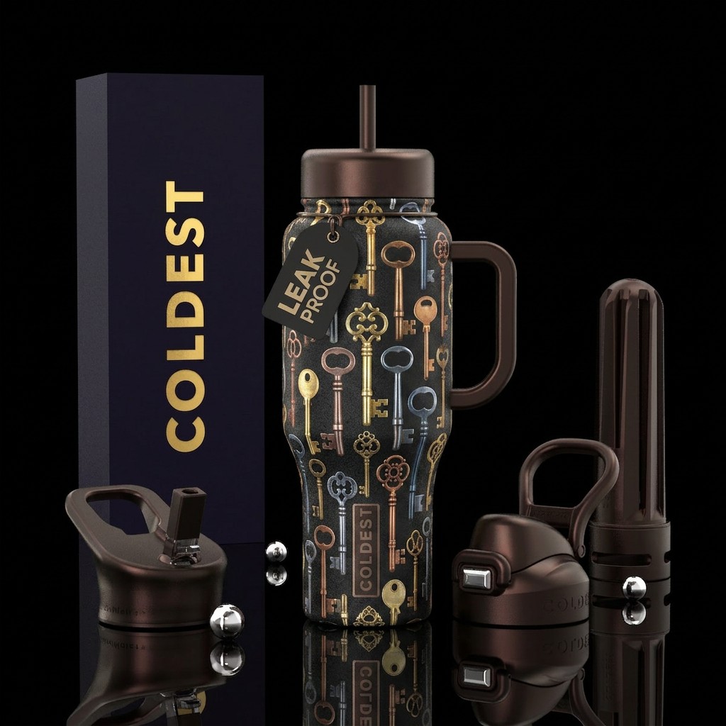 skeleton keys all over water bottle design