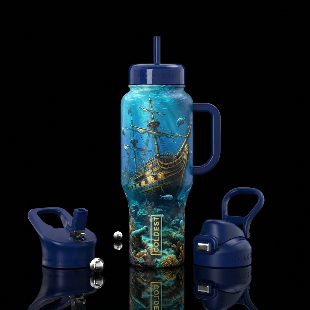 shipwreck under water water bottle design