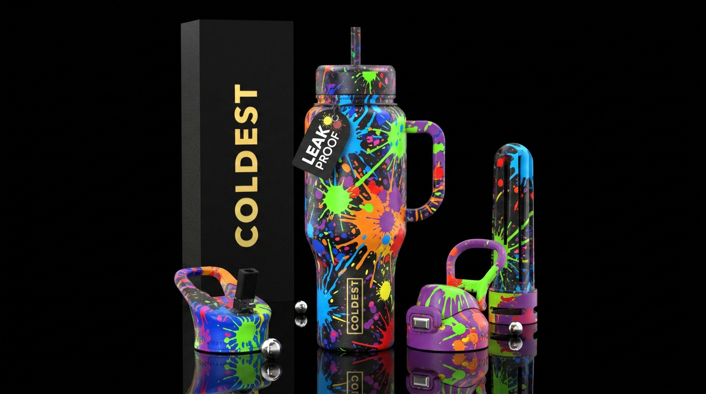 Paintball splatters water bottle design