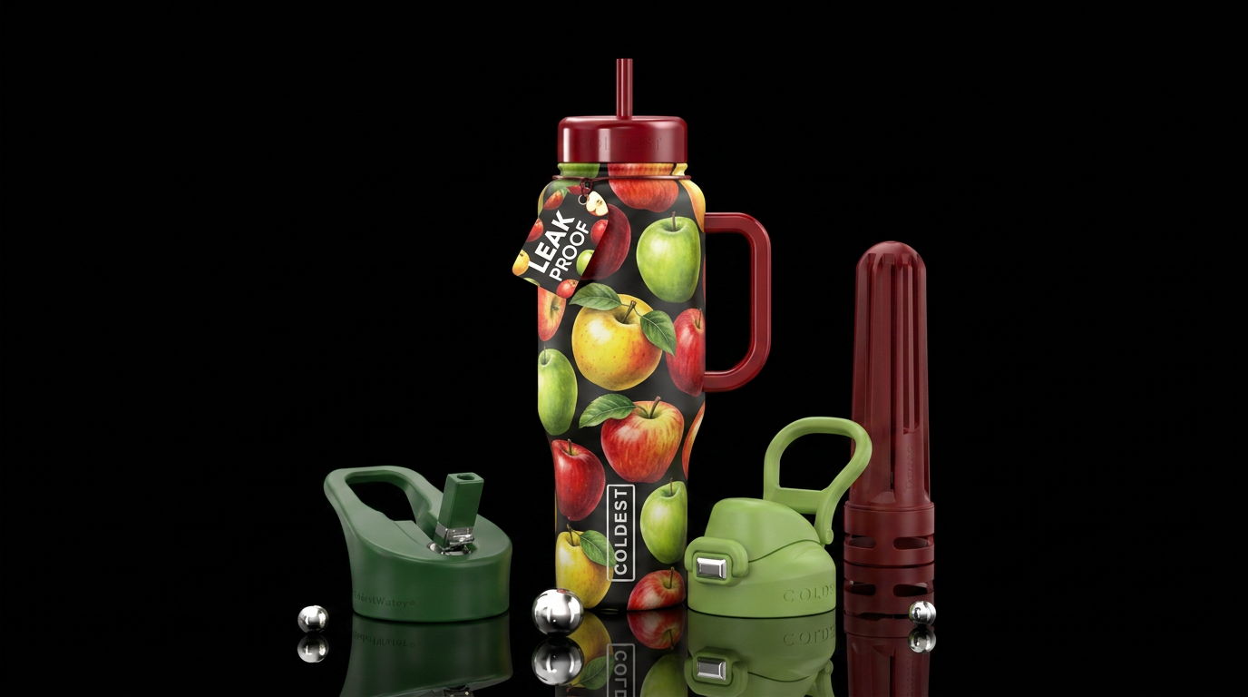 apples all over water bottle design