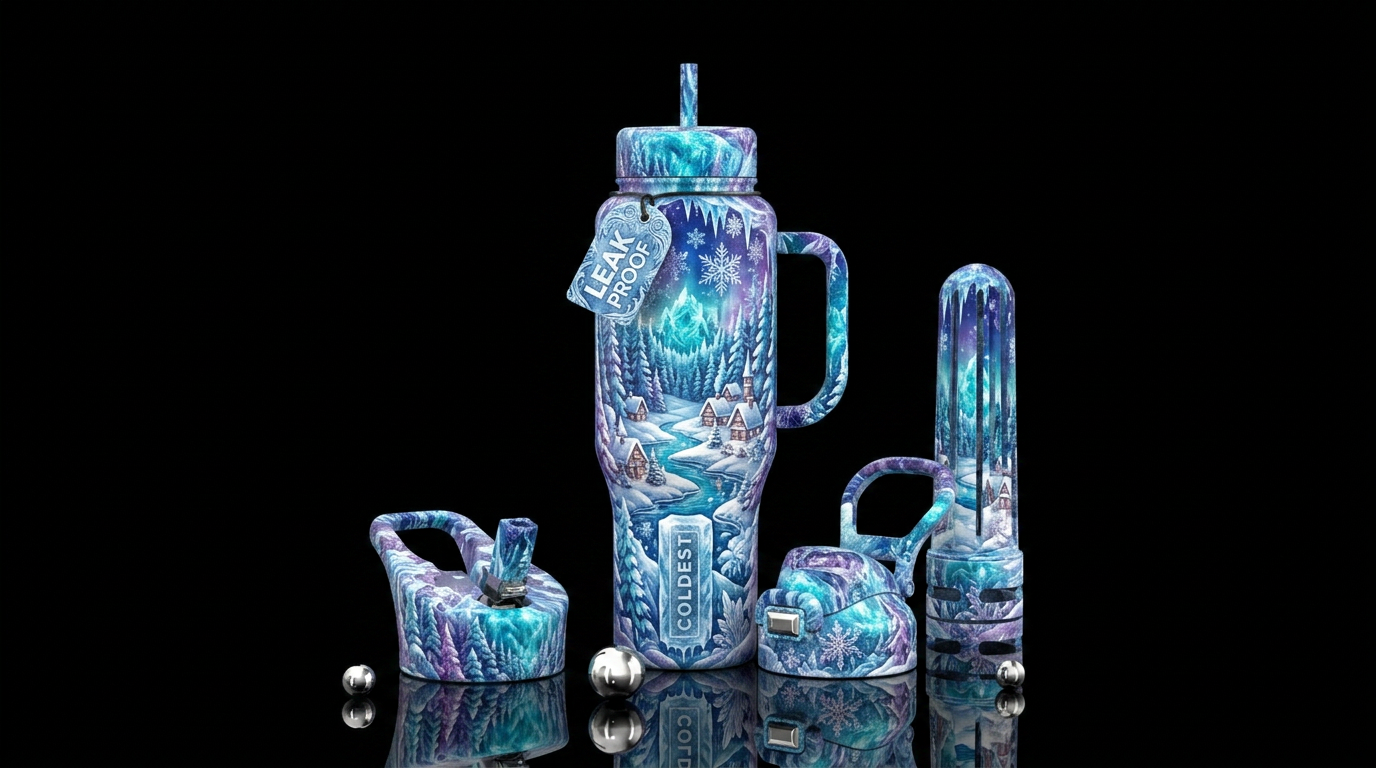 winter wonderland water bottle design