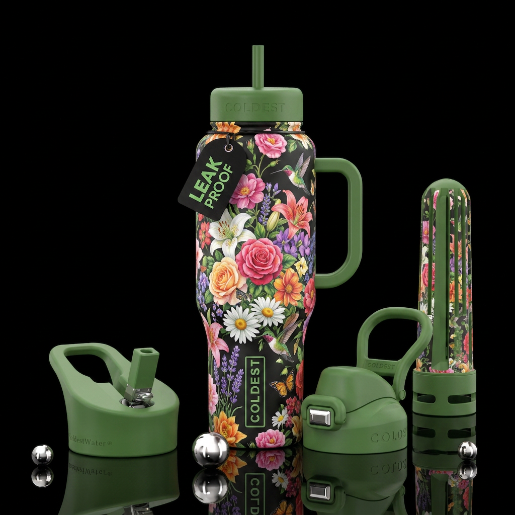 flowers garden water bottle design
