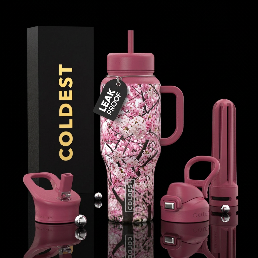 cherry blossom trees in bloom water bottle design