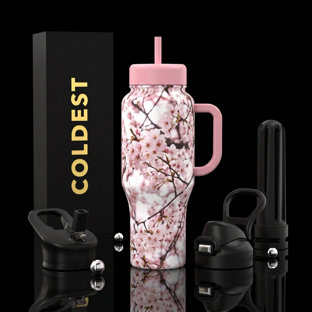 Cherry blossoms in Spring water bottle design