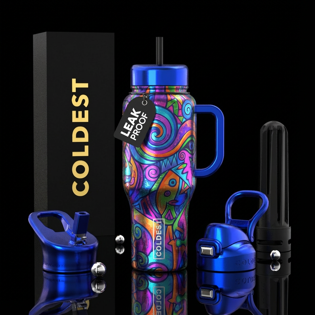 Mettalic funk art water bottle design