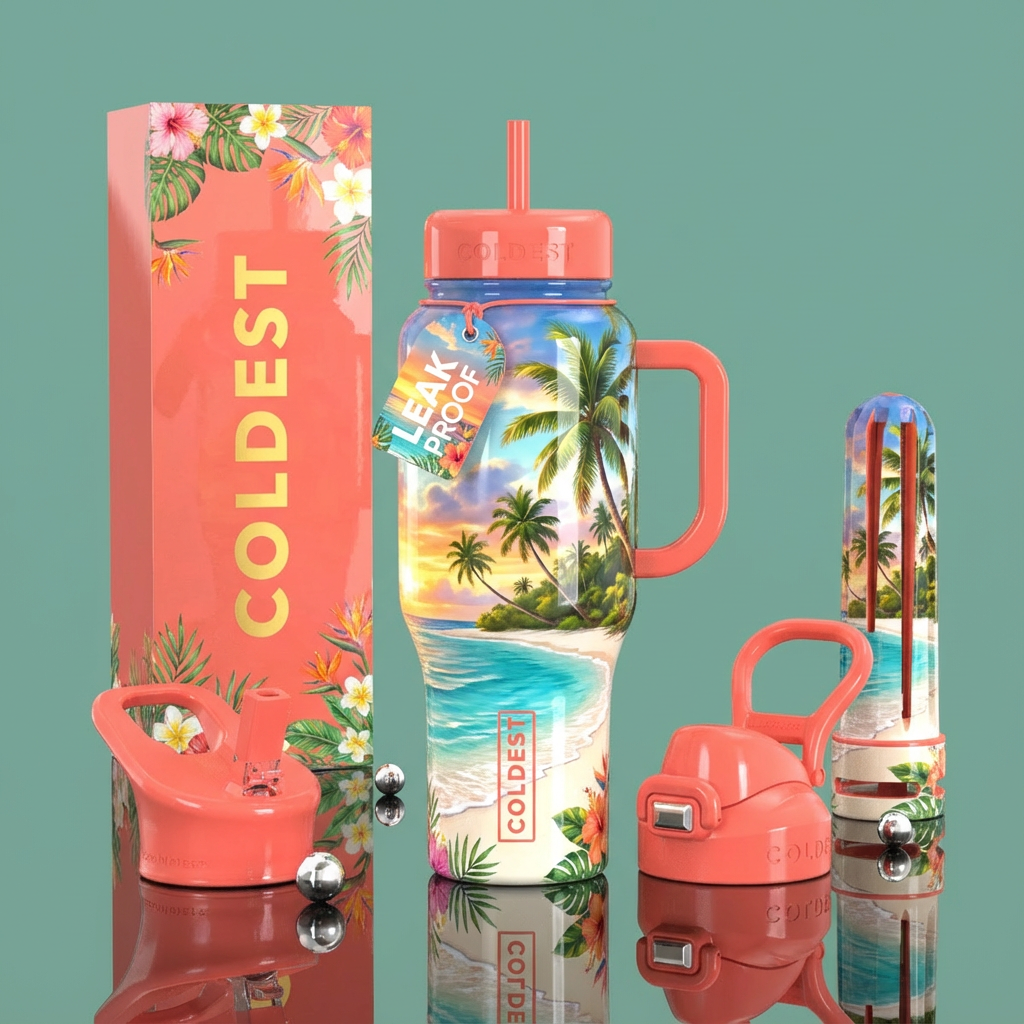 TROPICAL ESCAPE water bottle design