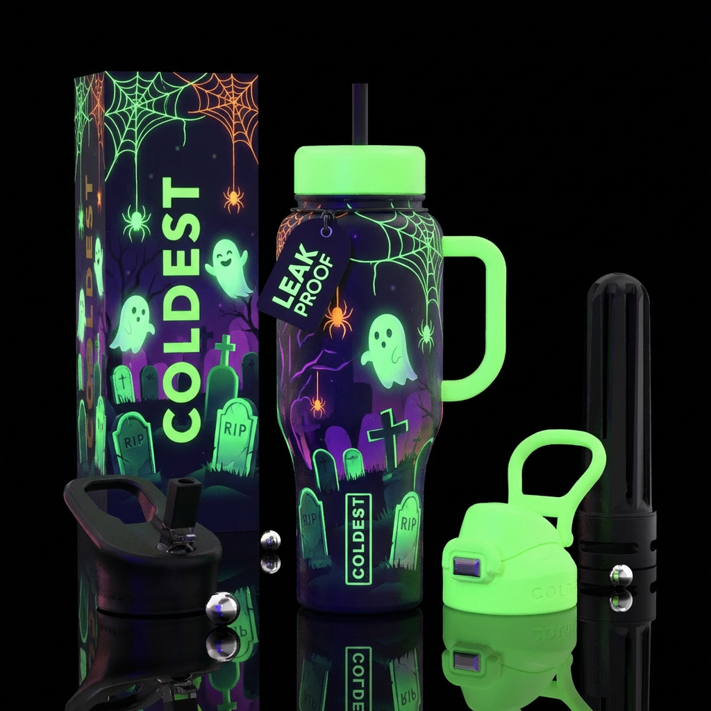 Glowie Cemetery water bottle design