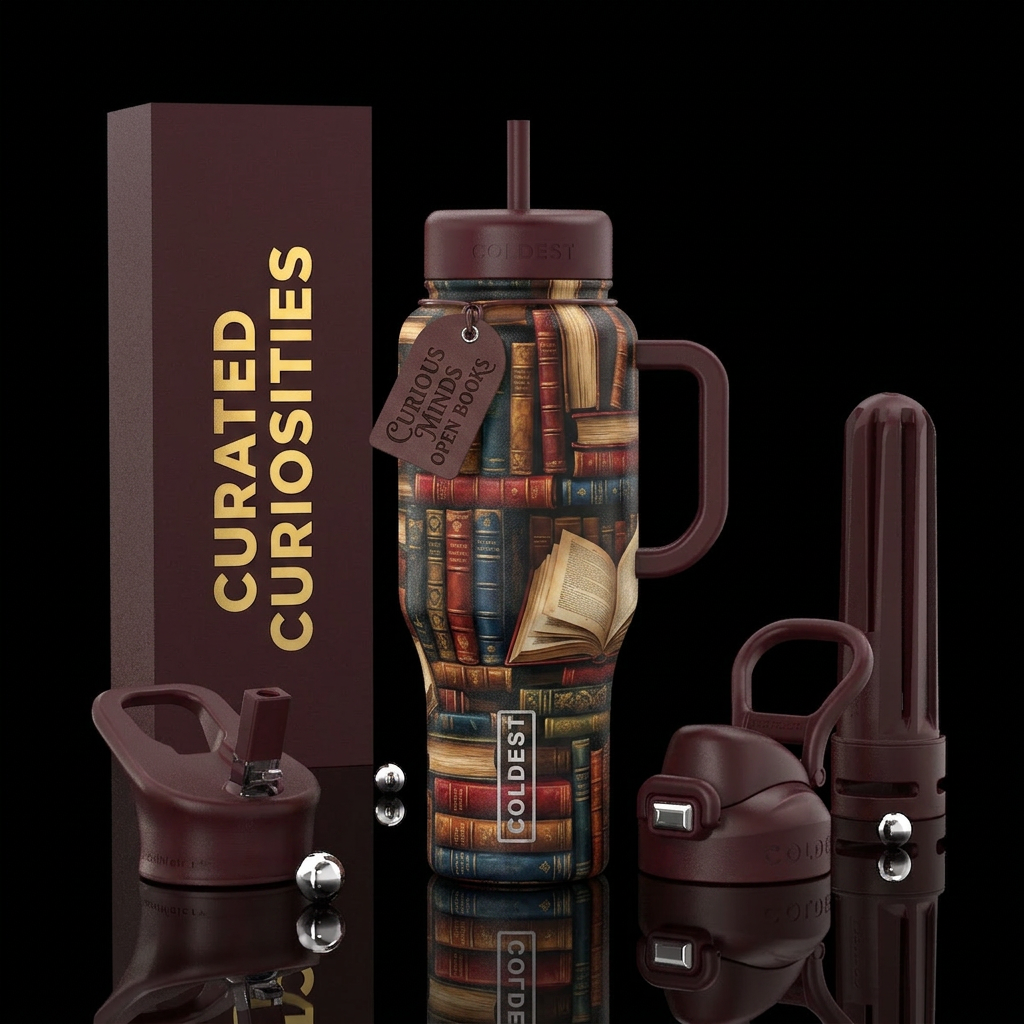 Simplicity of books, textured, unique and mysterio... water bottle design