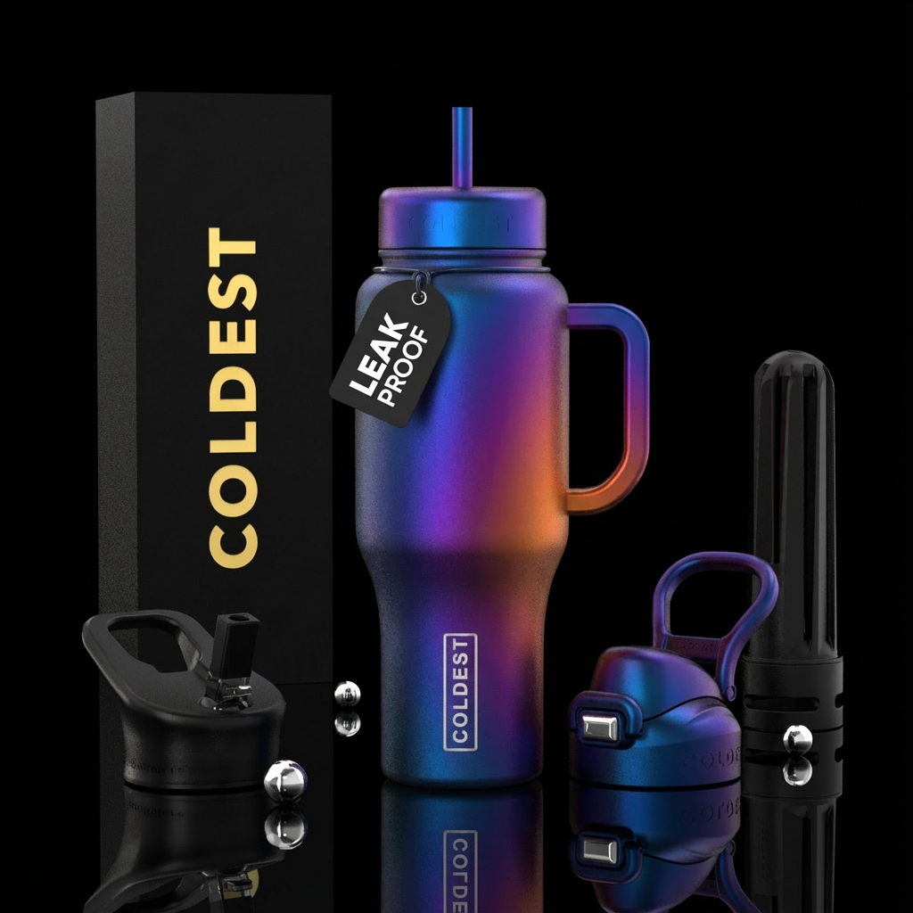 matte chrome water bottle design