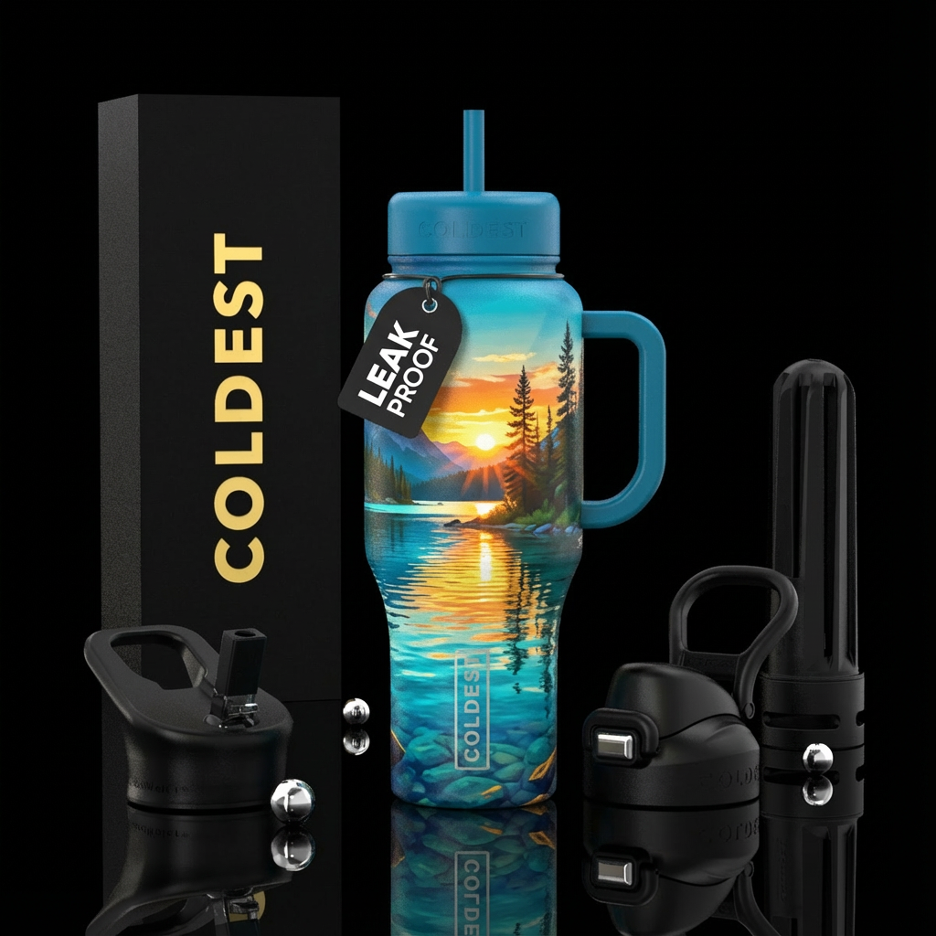 lakeside summer water bottle design