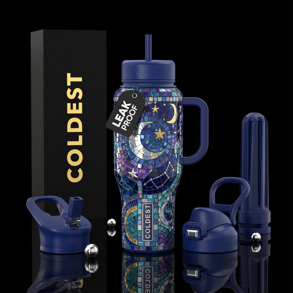 once upon a mosaic  night water bottle design