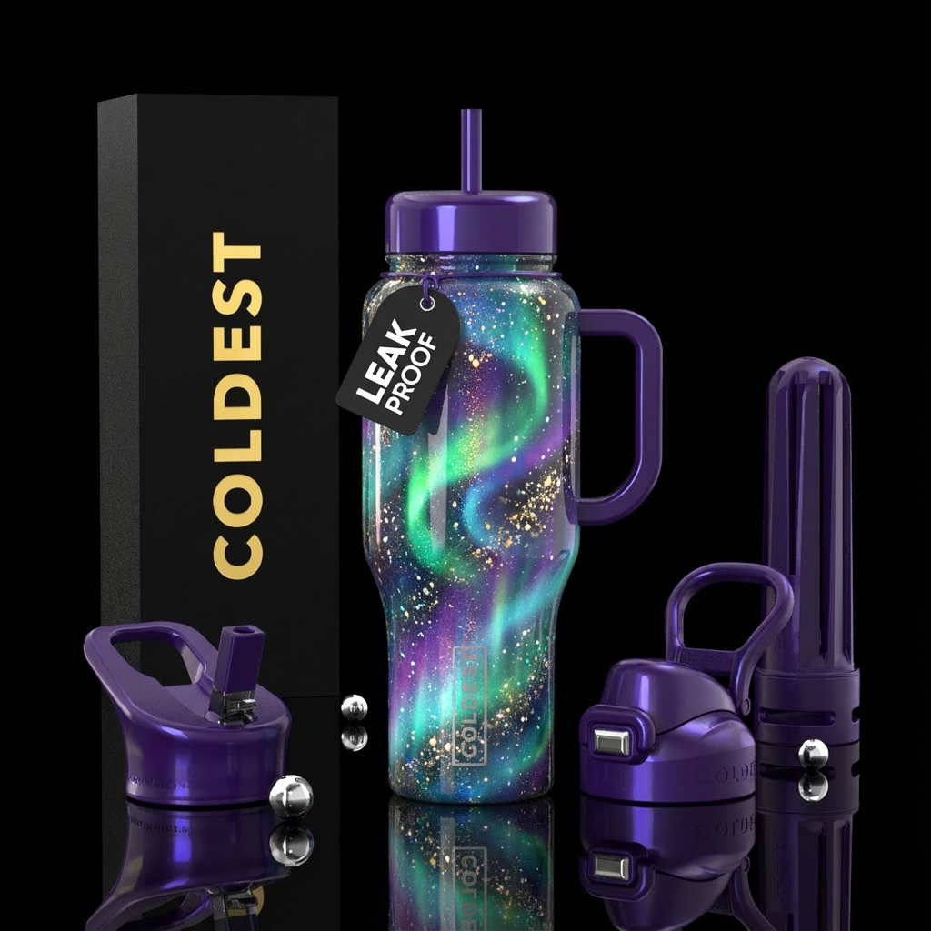 aura borealis,, sparkly, shiny, luxurious, fantasy... water bottle design