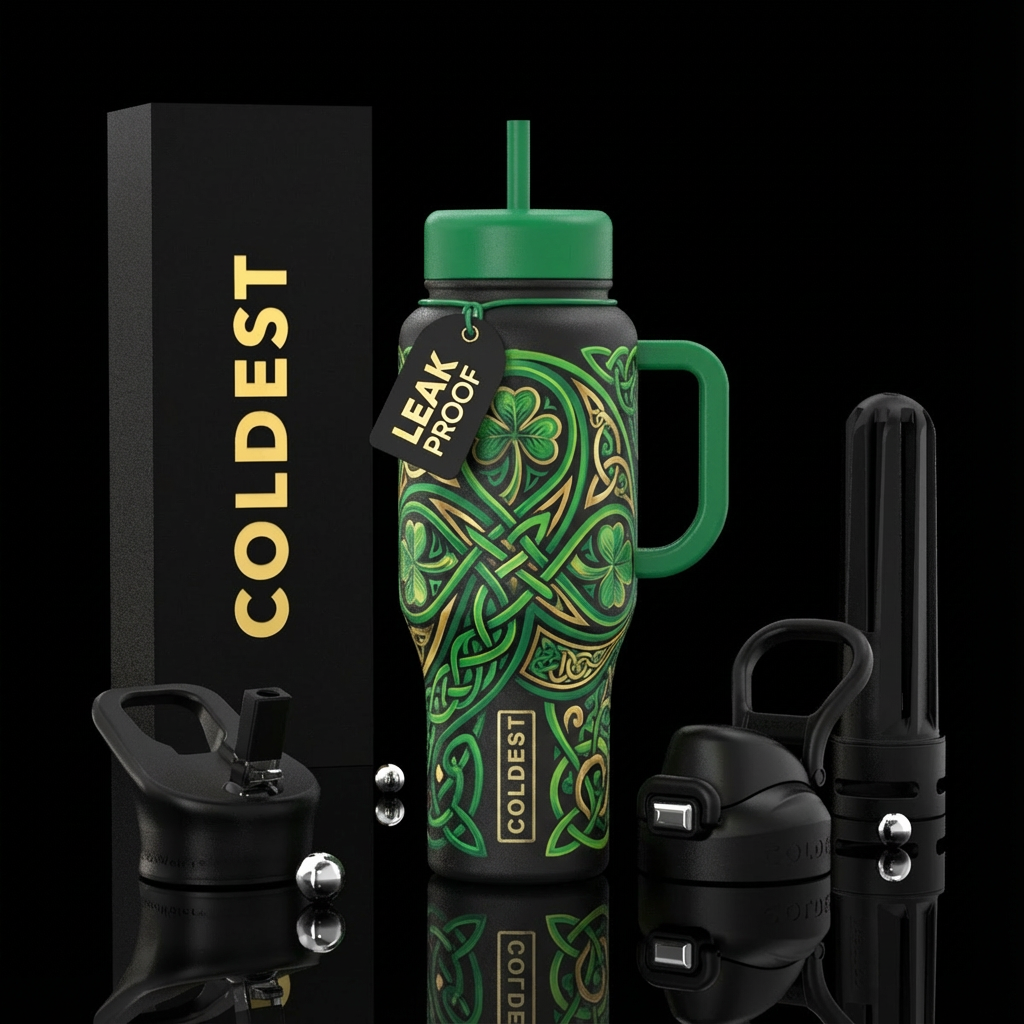 Celtic patty day cup water bottle design