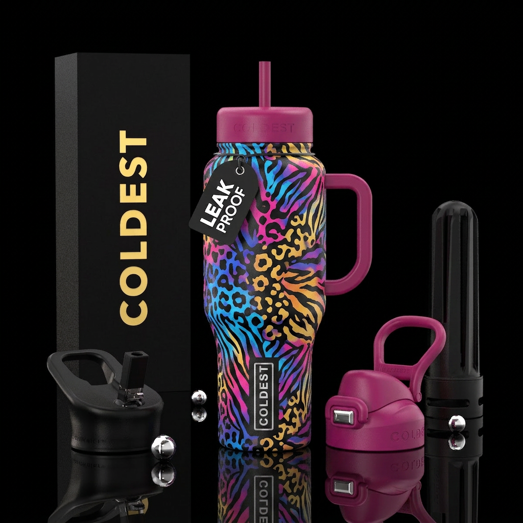 Hyper creative animal print camouflage water bottle design