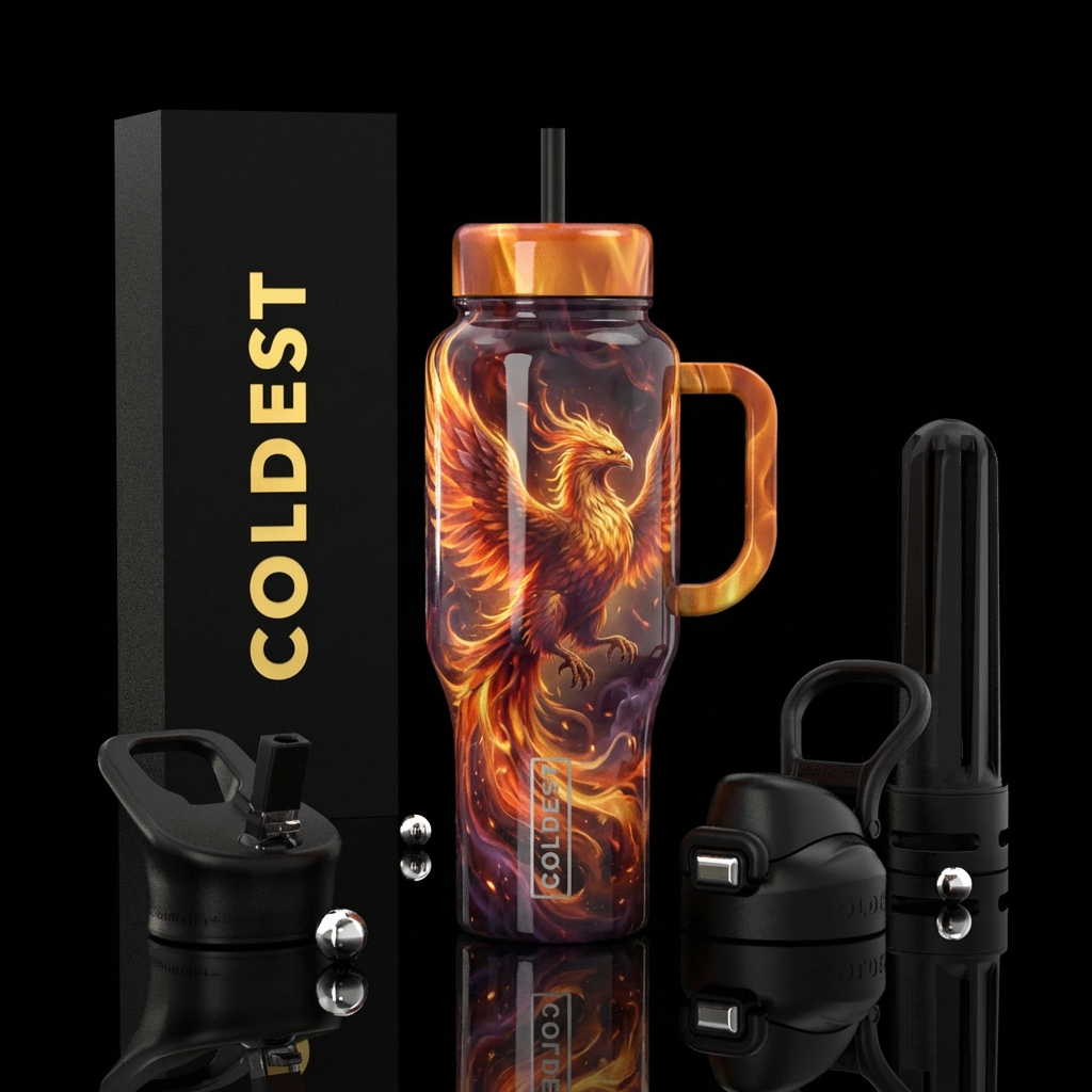 Phoenix rising water bottle design