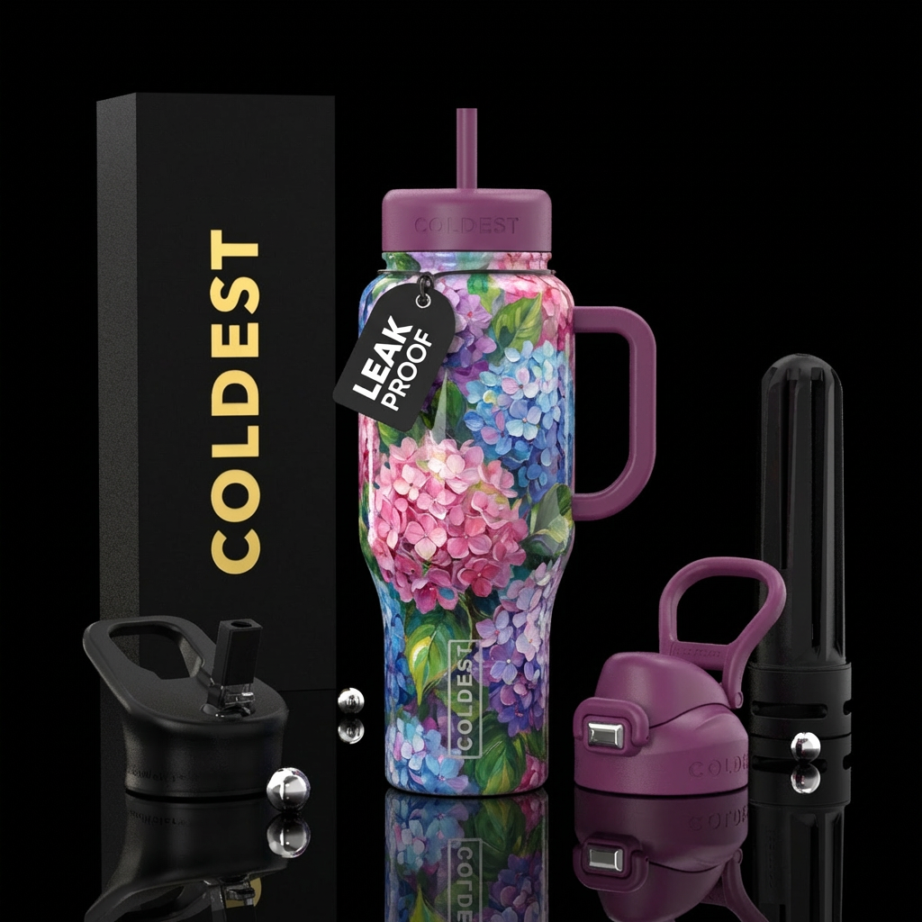 Hydrangea haven water bottle design