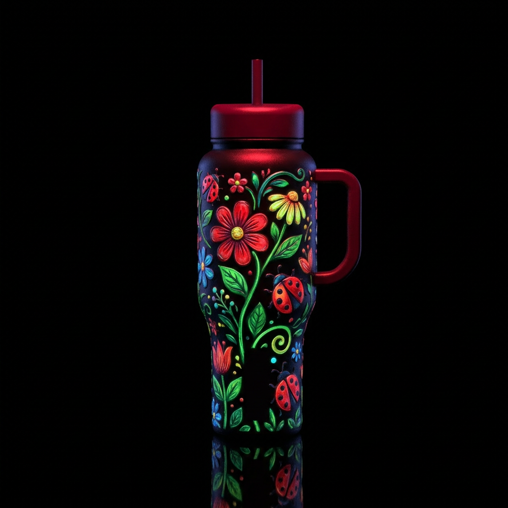 Glowie ladybug water bottle design