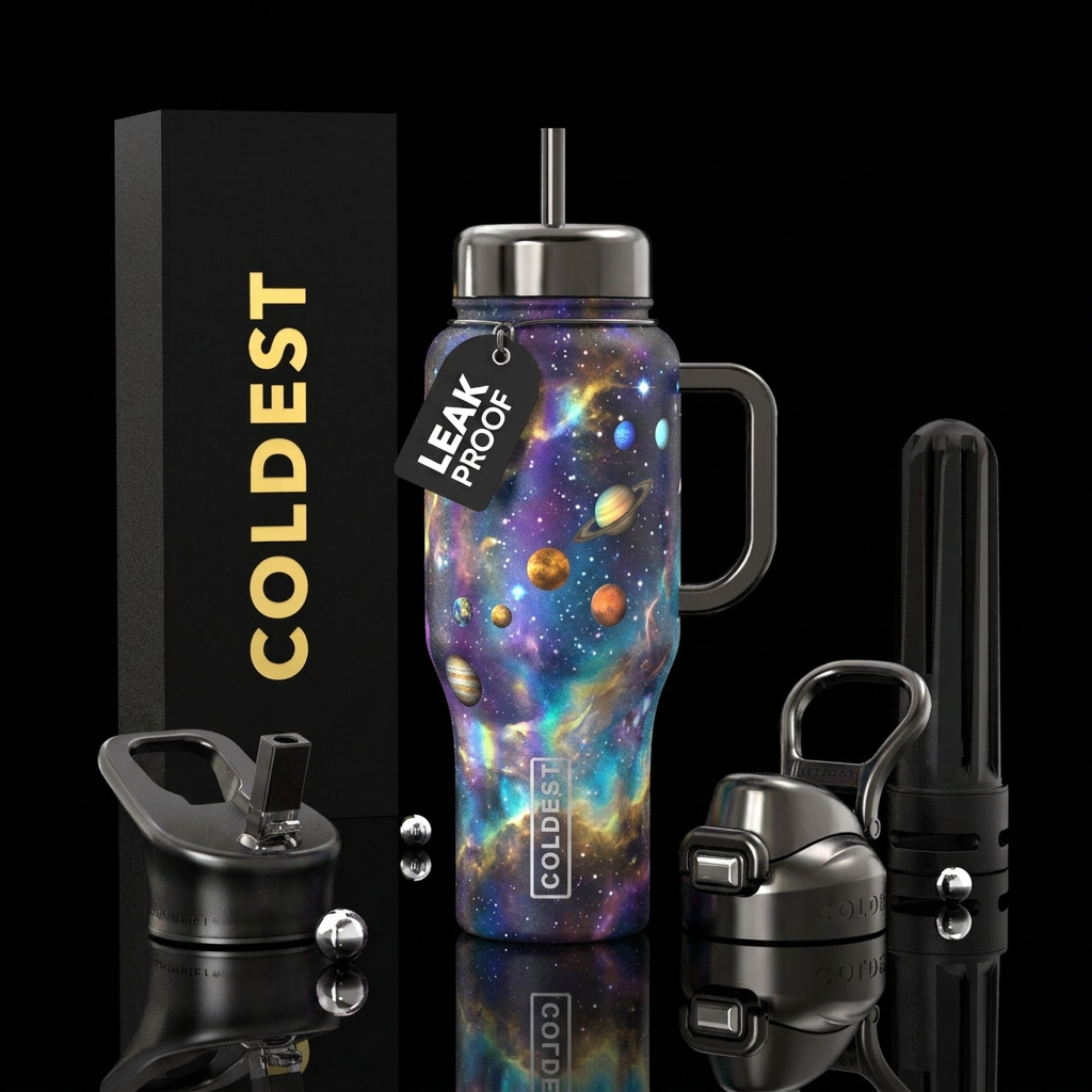 Moonlit space or hyper nova water bottle design