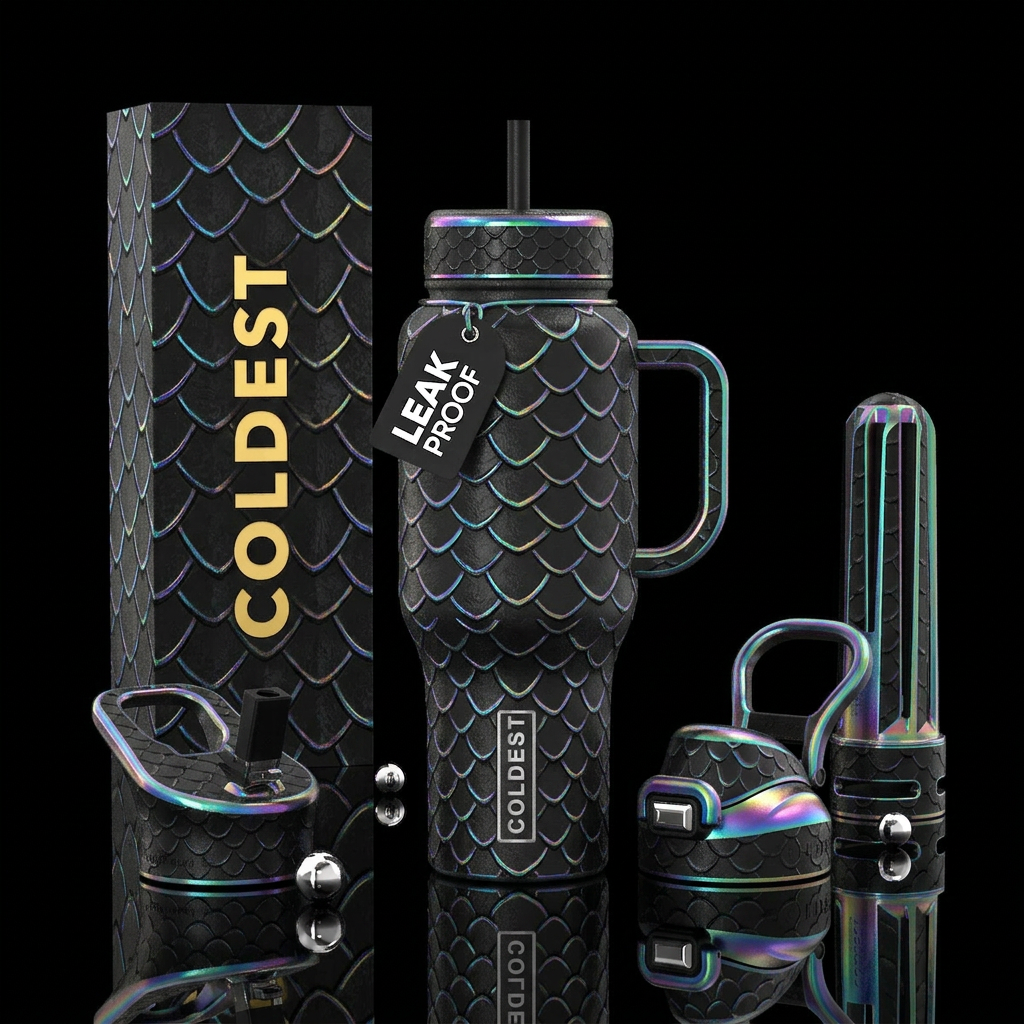 Black dragon water bottle design
