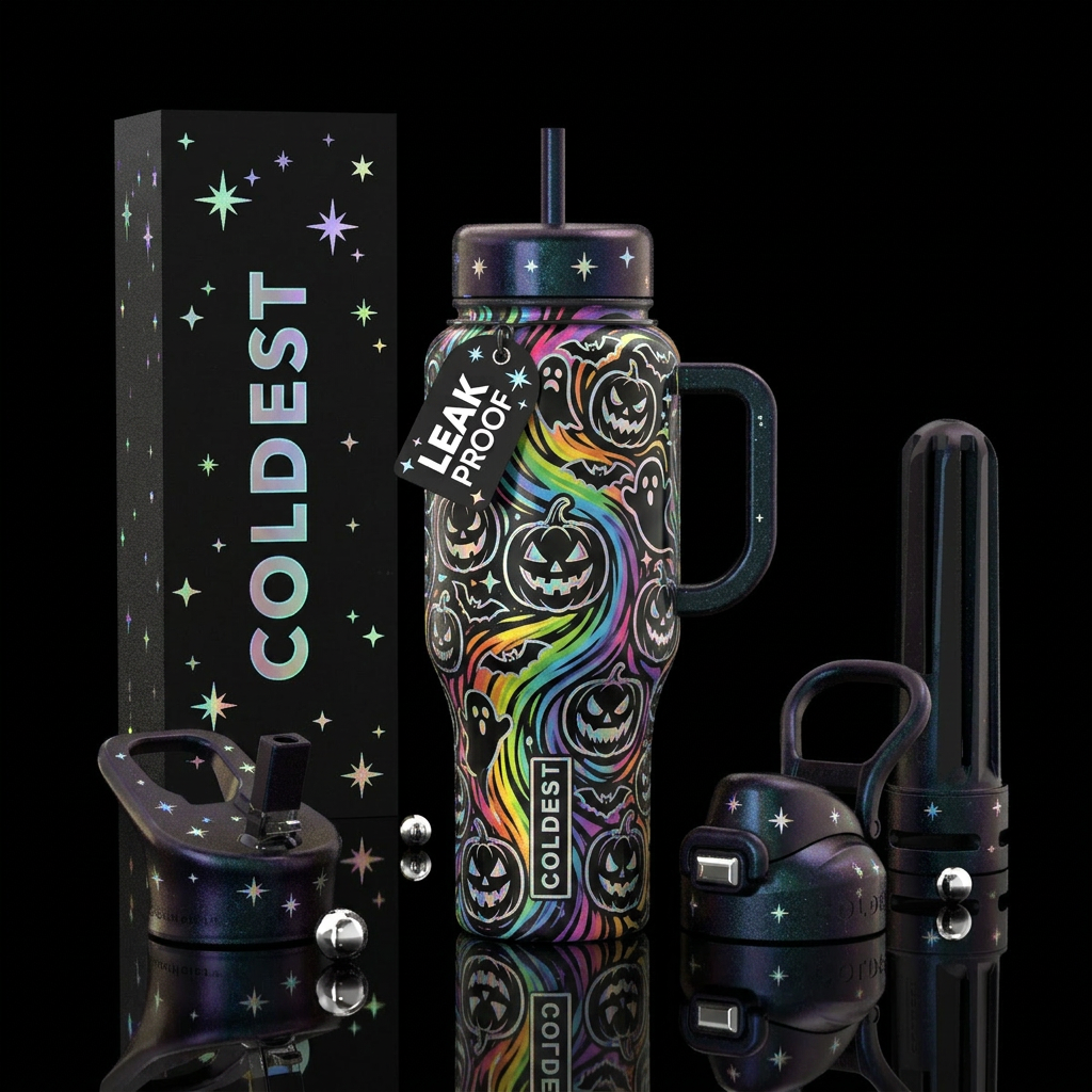 Neon nightmare water bottle design