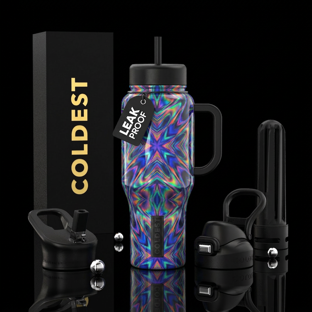 Vivid vortex water bottle design