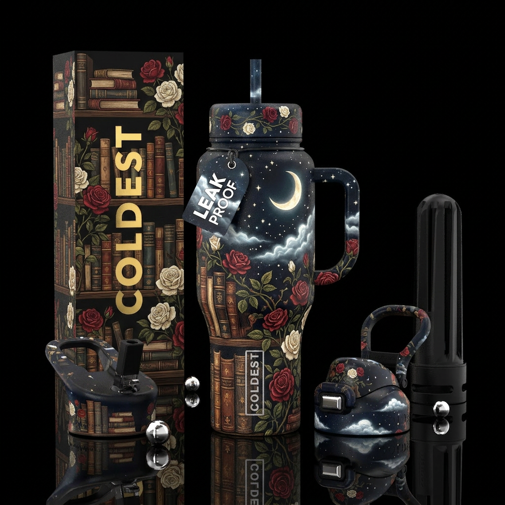 Midnight poet water bottle design