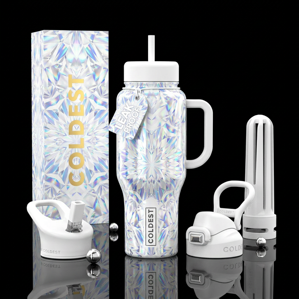 Arctic shimmer water bottle design