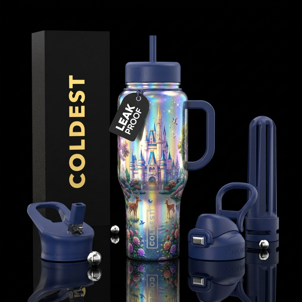 Moonlit castle water bottle design
