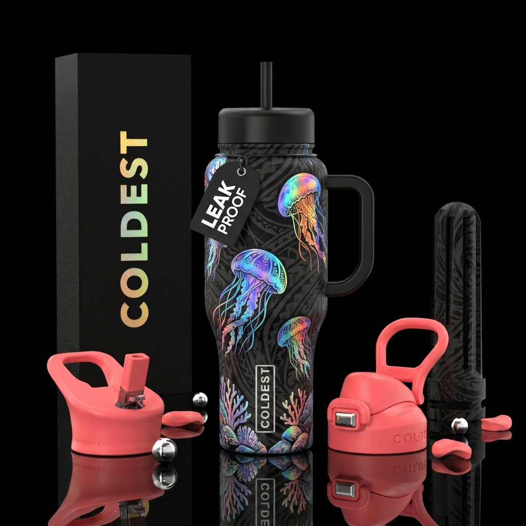 Moonlit jellyfish water bottle design