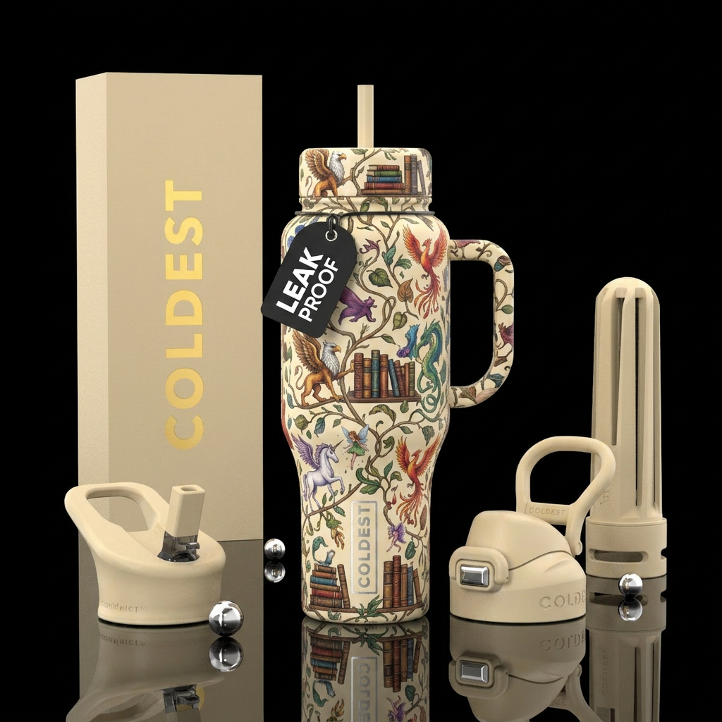 The alchemists library water bottle design