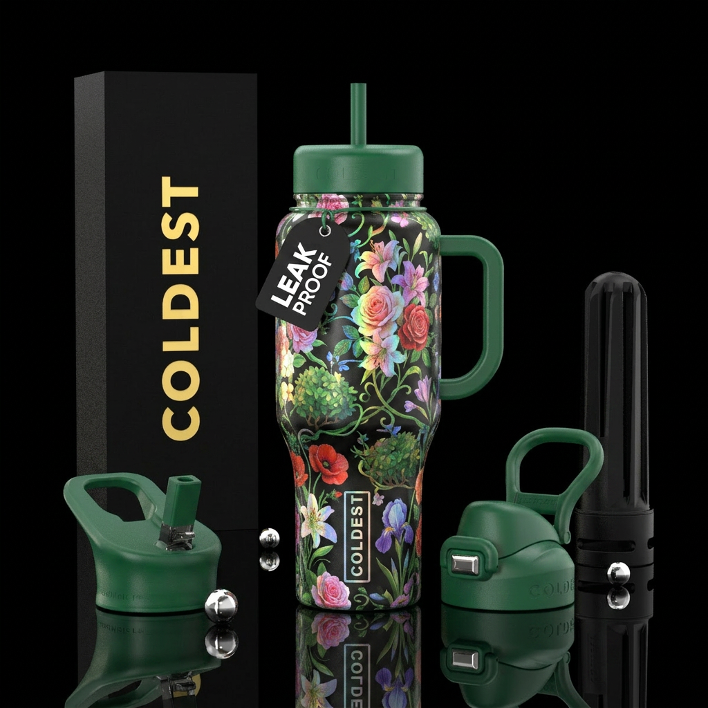 Moonlit petals water bottle design
