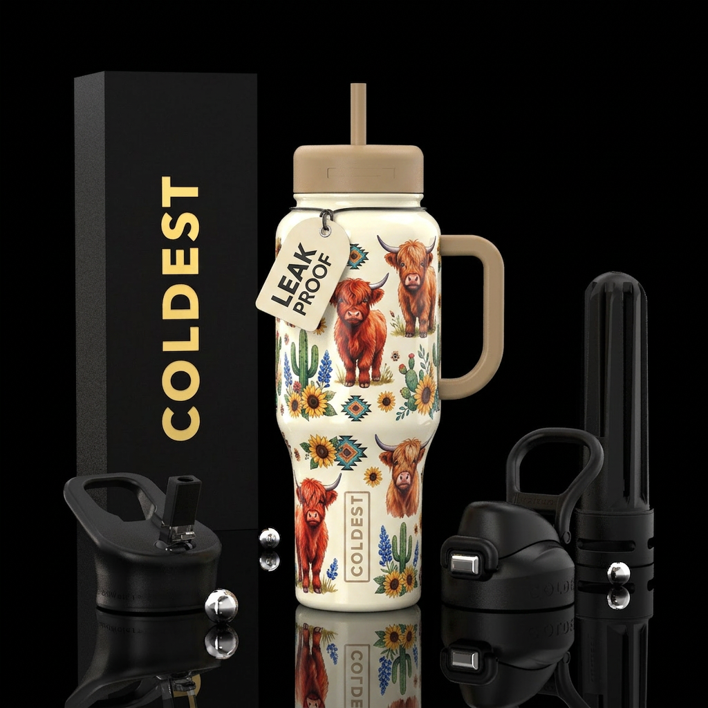 Highland herd or howdy highland water bottle design