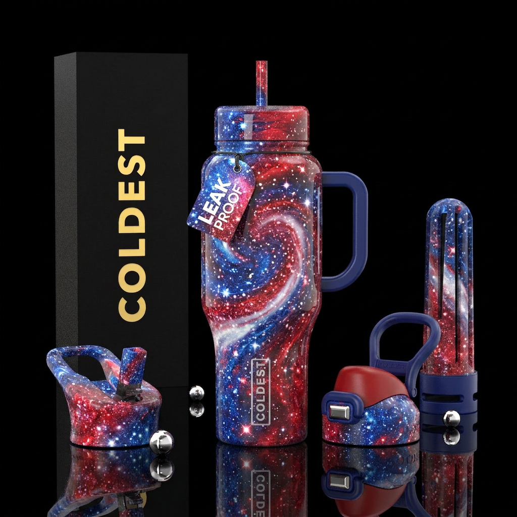 Star spangled spark or glory burst water bottle design